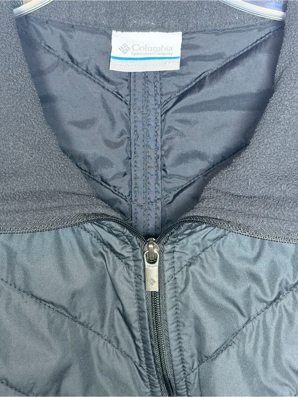 Columbia Mix It Around Hybrid Vest Women's Medium Black Quilted Fleece Full Zip - Picture 2 of 4